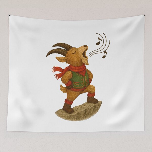 Item preview, Yodeling Goat – Embroidered Alpine Singer Animal Art designed and sold by #Adulting Central.