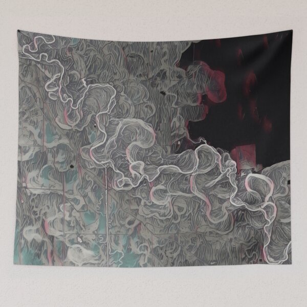 Item preview, Rio Grande River map in winter gloam designed and sold by DreamingBeetle.