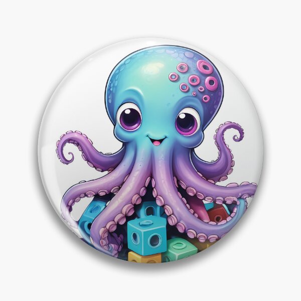 Item preview, Cute Octopus with Toy Blocks – Kawaii Ocean Friend designed and sold by KateVil.
