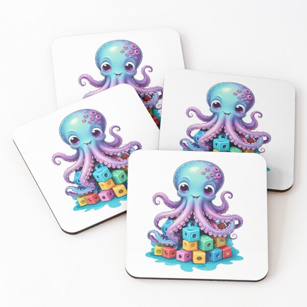 Item preview, Cute Octopus with Toy Blocks – Kawaii Ocean Friend designed and sold by KateVil.