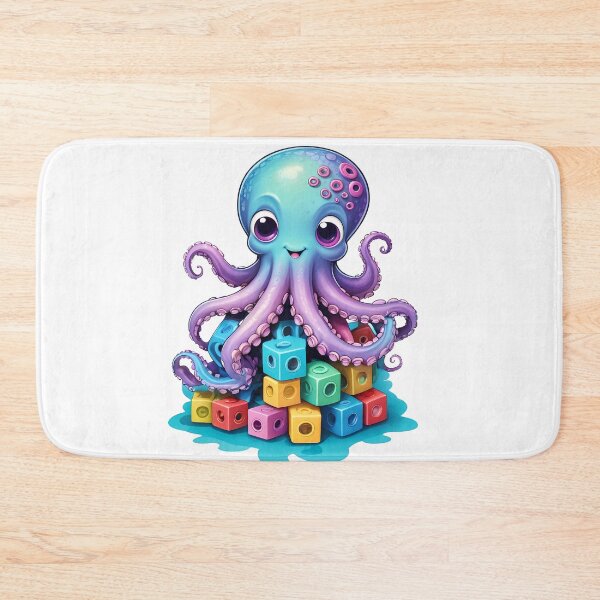 Item preview, Cute Octopus with Toy Blocks – Kawaii Ocean Friend designed and sold by KateVil.