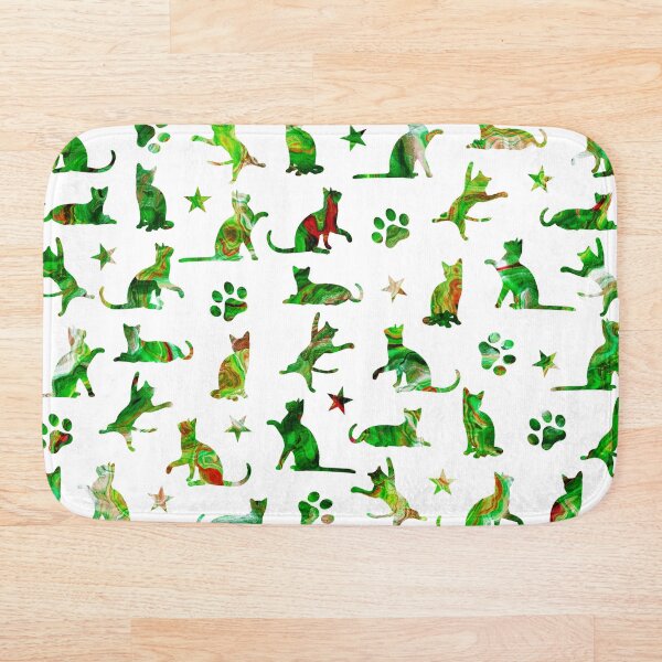Item preview, Cats & Paws & Stars (green) designed and sold by Tinti Wari Designs.