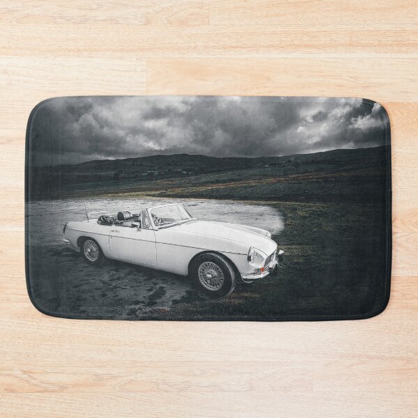 Item preview, White Classic MG Car on Grey Sky designed and sold by QuarterMoon.