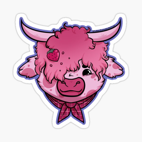 Item preview, Strawberry Milk Highland Cow designed and sold by ElderflowerArtist.