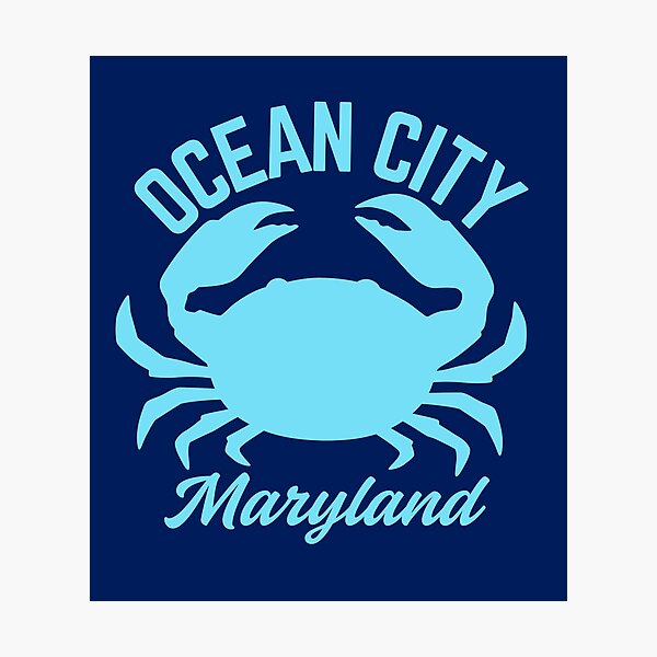 Item preview, Vintage-Style Ocean City Maryland Blue Crab - Light Blue designed and sold by TimelessLocales.