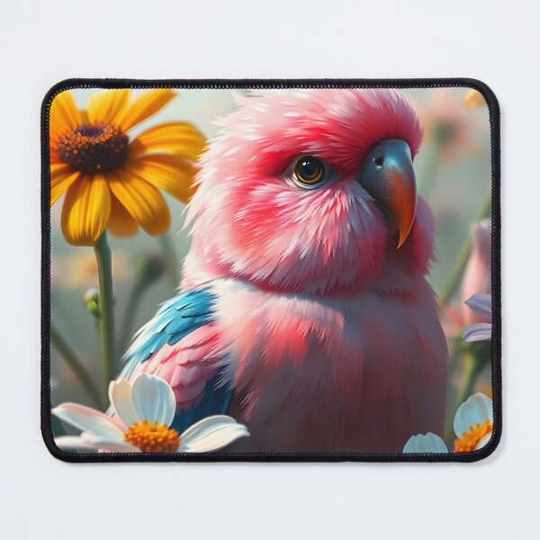 Item preview, Pink parakeet Bourke's parrot among floral bird portraiture designed and sold by EmeraldeaArt.