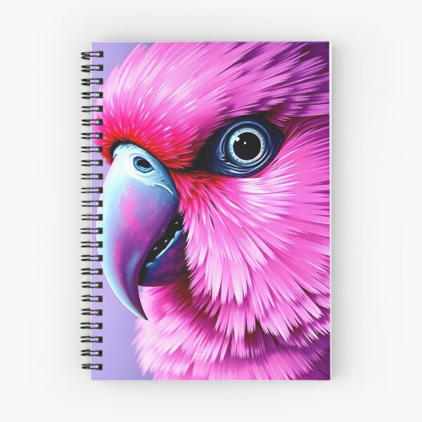 Item preview, vibrant pink parrot head portrait closeup designed and sold by EmeraldeaArt.