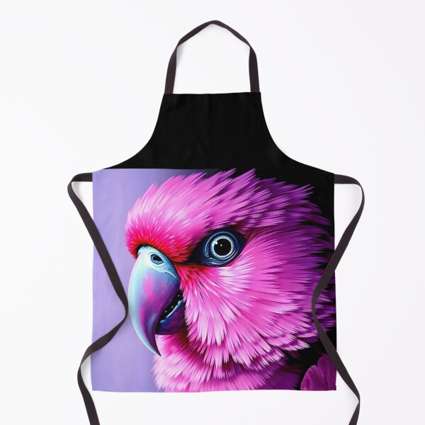 Item preview, vibrant pink parrot head portrait closeup designed and sold by EmeraldeaArt.