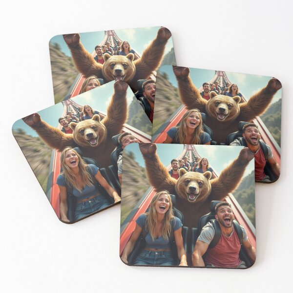 Item preview, Roller Coaster Bear T Shirt, Fun Amusement Park Ride Tee, Exciting Bear on Roller Coaster designed and sold by fenrirwulf68.