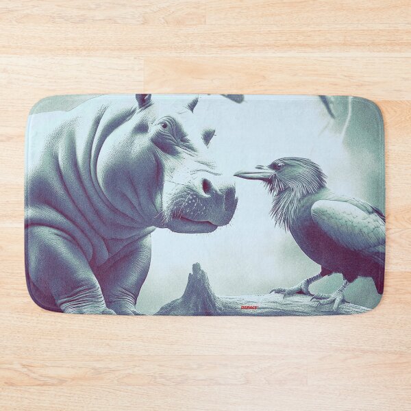 Item preview, Whimsical Forest Gossip, Abstract Hippo and Raven Art Print - dePace' designed and sold by mrpropcake.