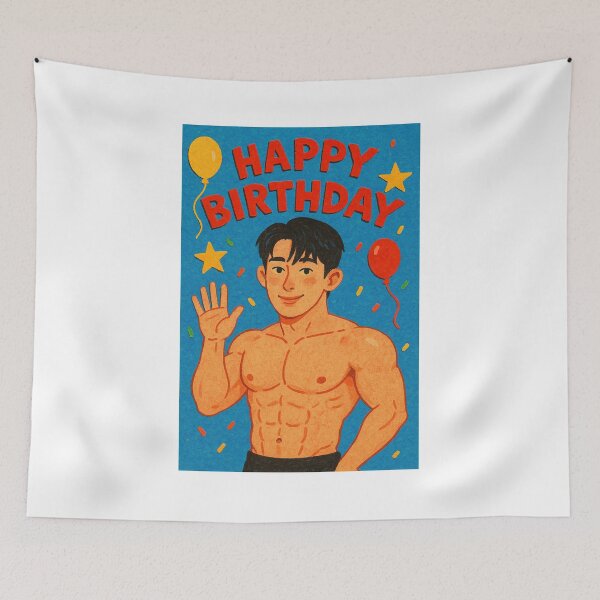 Item preview, Wonho Cartoon Birthday Illustration with Balloons designed and sold by Aryabek.