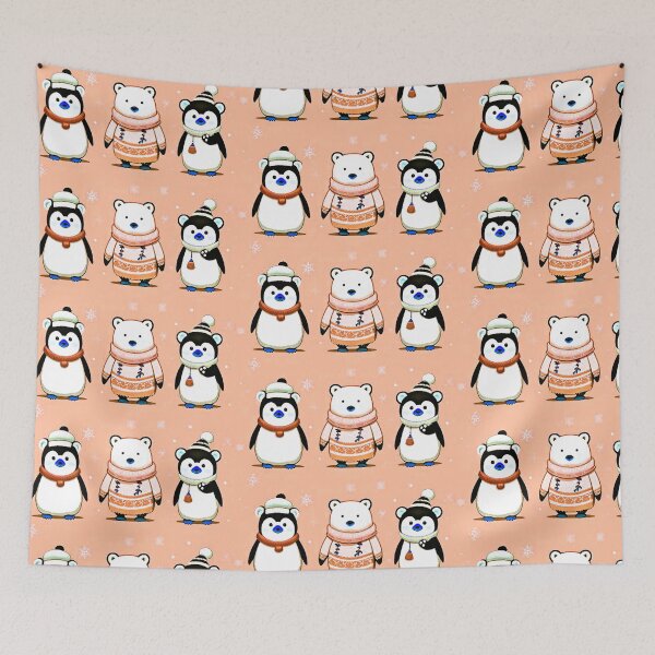 Item preview, Retro Cute Winter Animal Pattern - Funny Holiday  designed and sold by Earth Nature Creations.