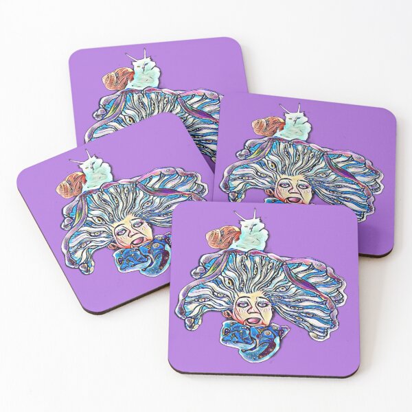 Item preview, psychedelic whimsical mushroom head with snail cat designed and sold by Cyberomiz.