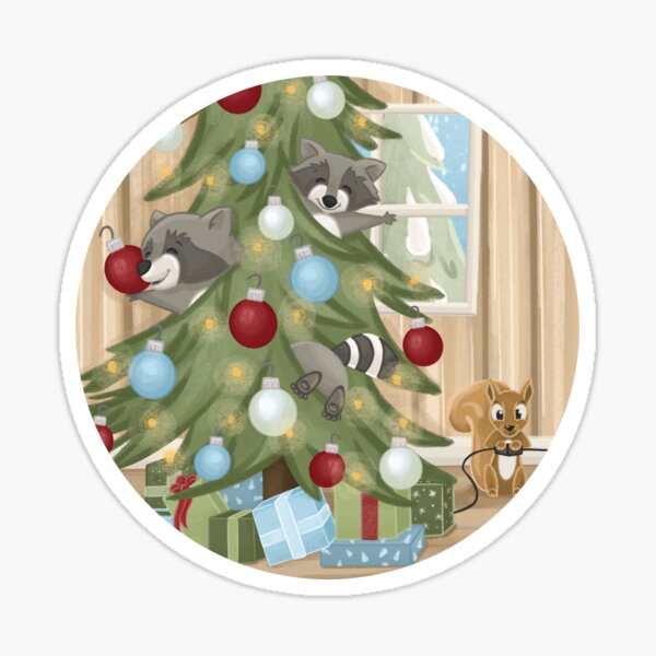 A Raccoon Christmas Sticker