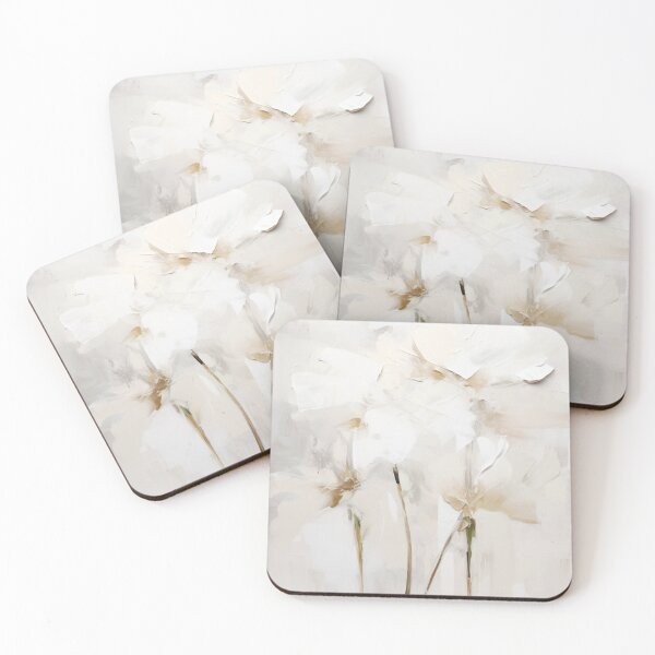 Item preview, Neutral Abstract Flowers Art Print, Beige,Grey, White, Brushstroke Art by Synplus designed and sold by synplus.