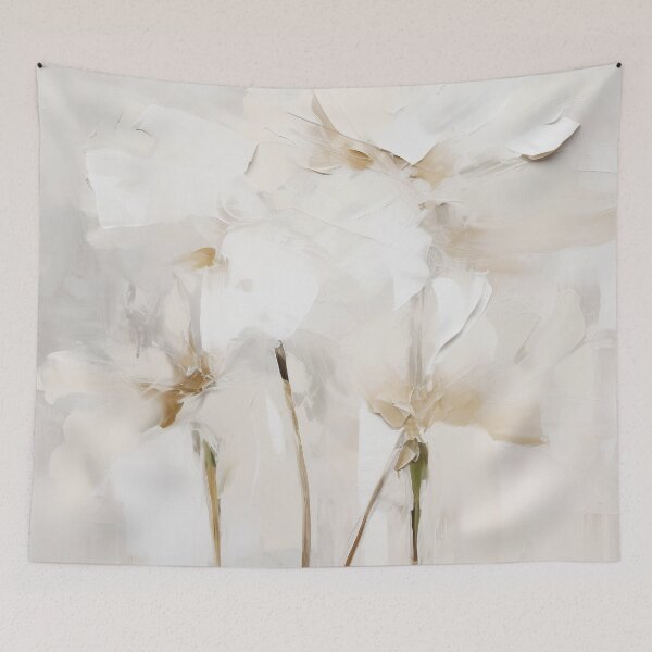 Item preview, Neutral Abstract Flowers Art Print, Beige,Grey, White, Brushstroke Art by Synplus designed and sold by synplus.