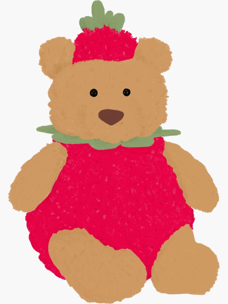 Thumbnail 3 von 3, Sticker, Süßer Erdbeer-Teddybär-Plüschtier Jellycat designt und verkauft von adriekins.