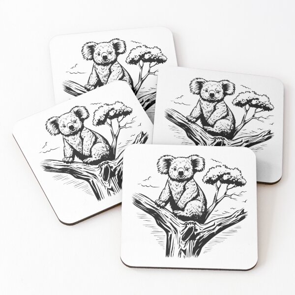 Item preview, Koala Bear Tree Animal Fluffy Furry Australian Wildlife designed and sold by inkoutninja.