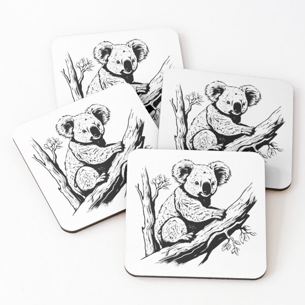 Item preview, Koala Bear Tree Animal Fluffy Furry Australian Wildlife designed and sold by inkoutninja.