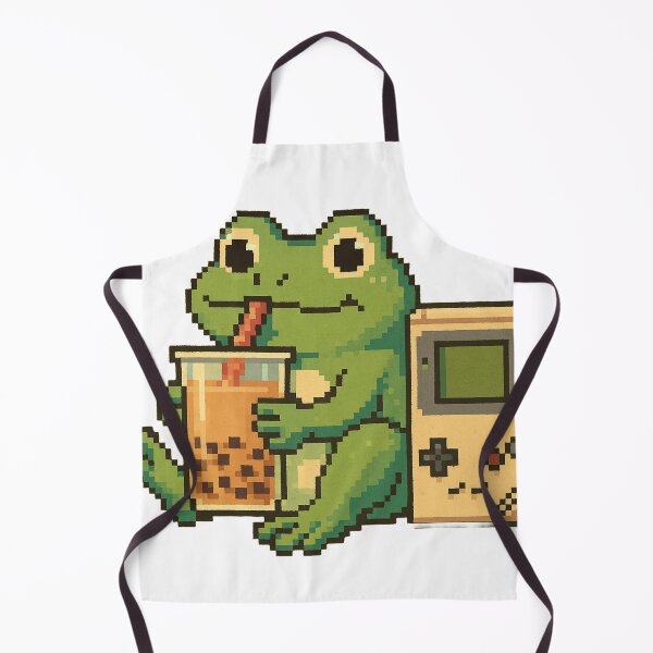 Item preview, Pixel Frog with Boba and Gameboy designed and sold by MindsInBloom.
