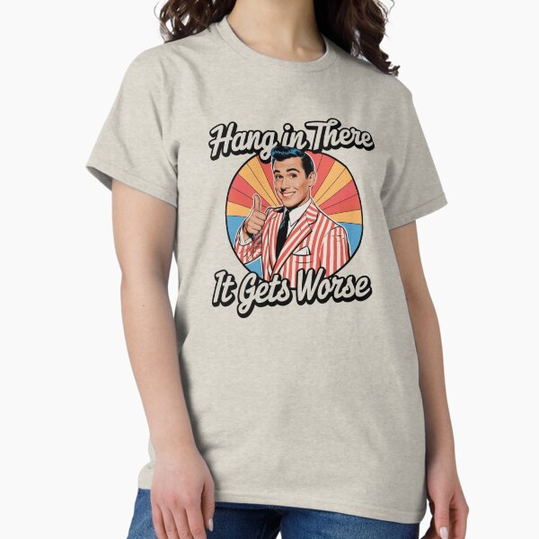 Item preview, Optimism is a Trap, Hang in there, it gets worse, funnyfits70, Humor, Funny, retro, vintages, funny quotes, animal humor, designed and sold by FunnyFits70.