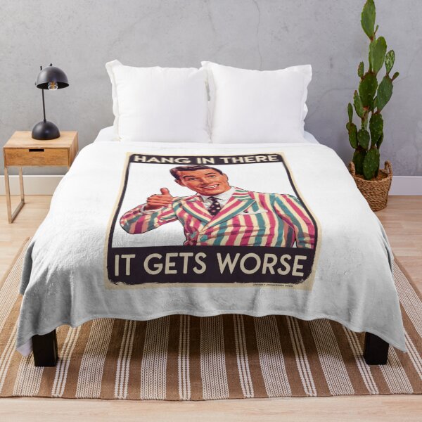 Item preview, Optimism is a Trap, Hang in there, it gets worse, funnyfits70, Humor, Funny, retro, vintages, funny quotes, animal humor, designed and sold by FunnyFits70.