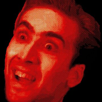 Artwork thumbnail, Intense Cage Stare - Retro-Red Funny Meme by Nostalgia Busters