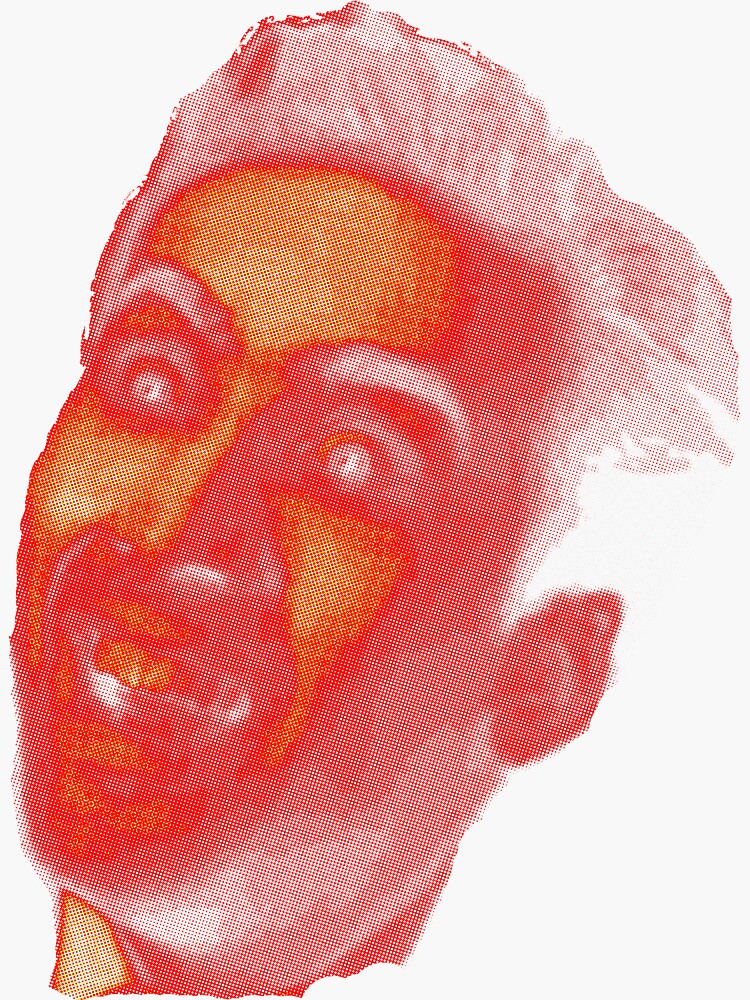 Thumbnail 3 of 3, Sticker, Intense Cage Stare - Retro-Red Funny Meme designed and sold by Bethany-Bailey.
