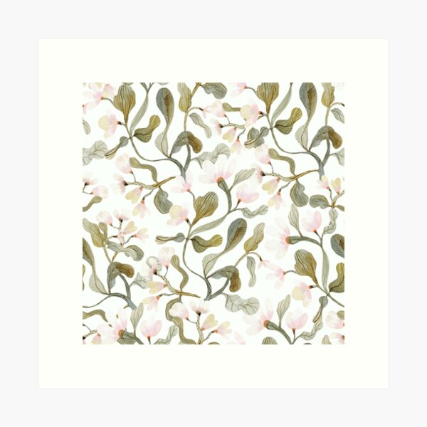 Elegant flowers and leaves Art Print