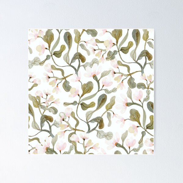 Elegant flowers and leaves Poster