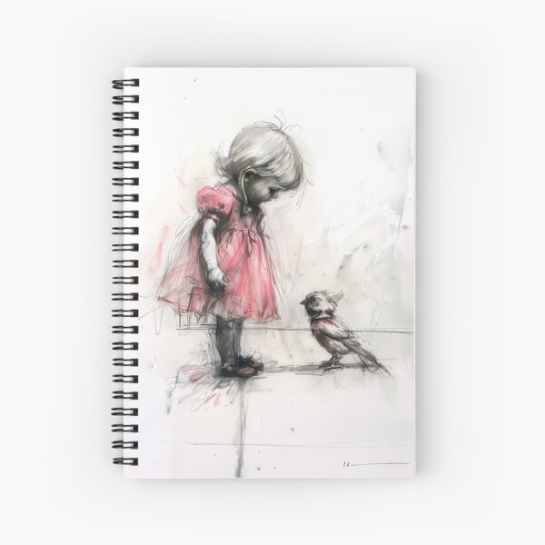 Item preview, Illustrated Little Girl and Bird designed and sold by ArtbyJustis.