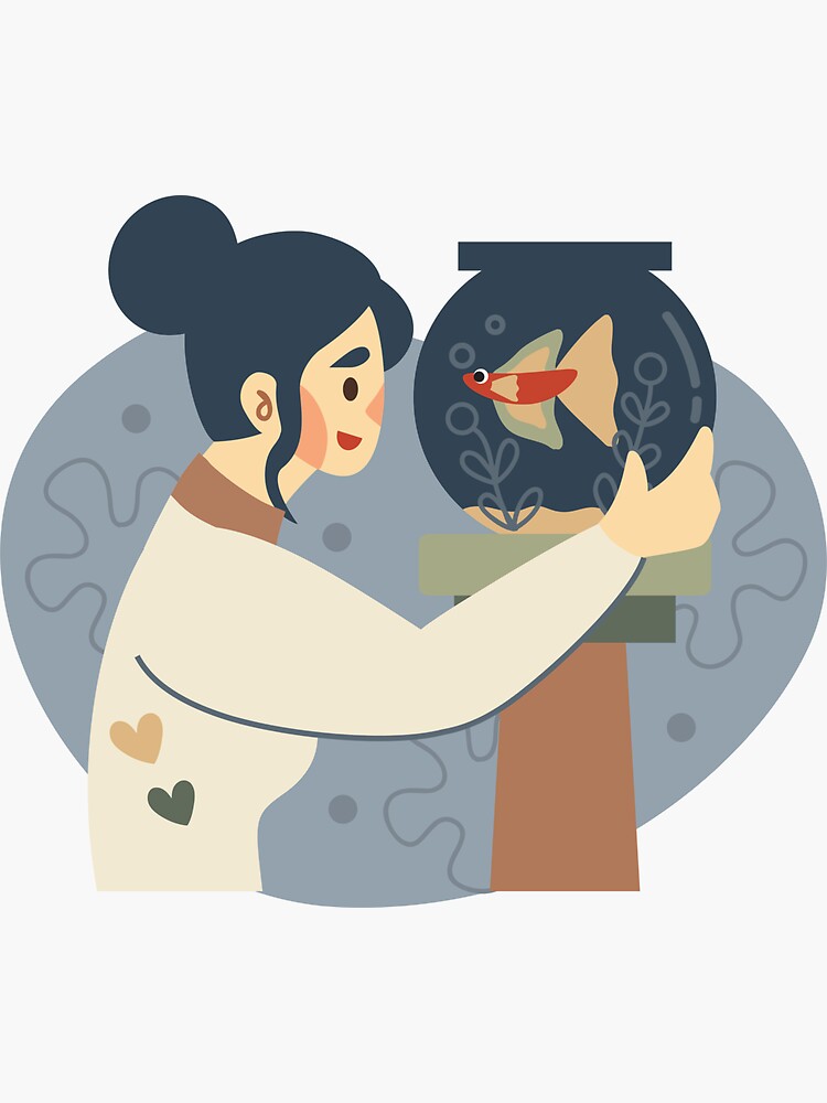 Thumbnail 3 of 3, Sticker, Pet Lovers - Fish designed and sold by Tatsudraws.