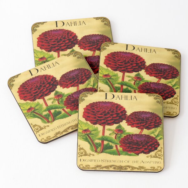 Item preview, Dahlia – Victorian Flower Meaning Print | Wish Card Art designed and sold by The Magic Garden Library.