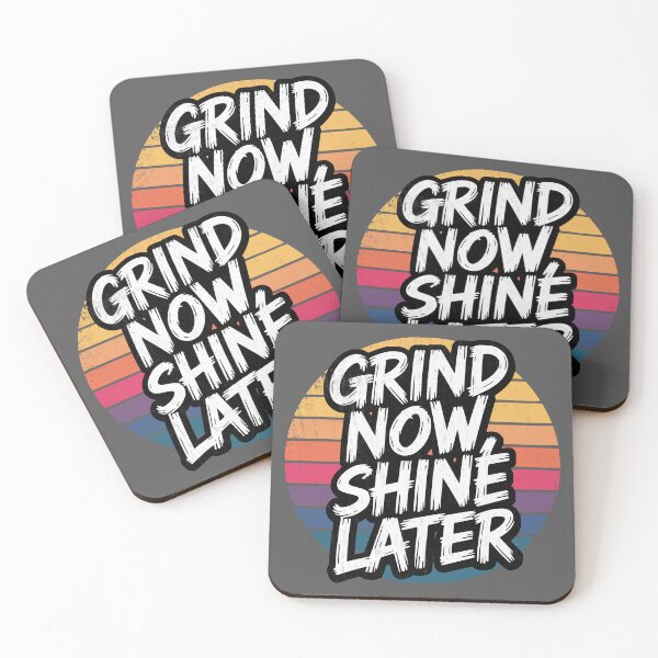 Item preview, Grind Now Shine Later Motivational Hustle Quote Design Retro Sunset Graphic for Entrepreneurs Gym Apparel Fitness Gifts Inspirational Art designed and sold by XanaduHills.
