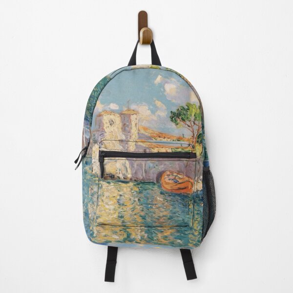 Item preview, Sunlit Coastal Village with Boats – French Impressionist Style Painting designed and sold by CARRAANN.