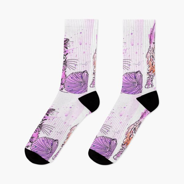 Item preview, Tabby Cat Watercolor Painting Purple designed and sold by Sarah  Rajkotwala.