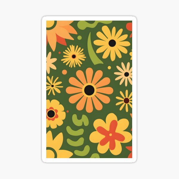 Item preview, Scandinavian Folk Art Flowers – Groovy 70s Nordic Floral Pattern on Dark Olive Green by heidiannemorris designed and sold by FOLK ART FUSION by heidiannemorris.
