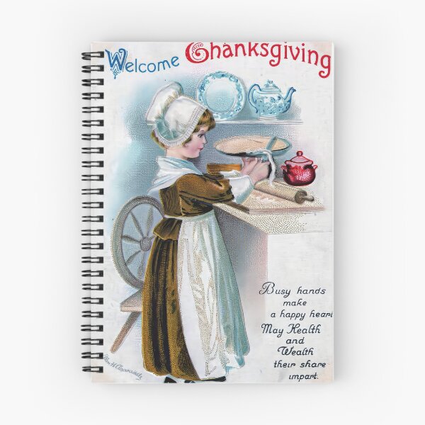 Item preview, Vintage Thanksgiving Greeting with Pilgrim Girl Baking designed and sold by CASturgill.