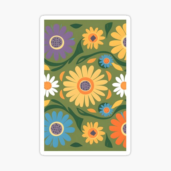 Item preview, Scandinavian Folk Art Flowers – Groovy 70s Nordic Floral Swirl on Sage Green by heidiannemorris designed and sold by FOLK ART FUSION by heidiannemorris.