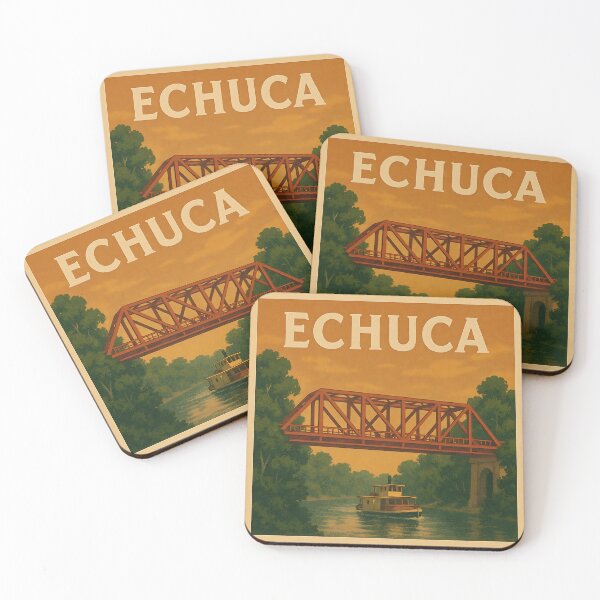 Item preview, Echuca – Paddle Steamer & Bridge Vintage Poster designed and sold by Print My Town.