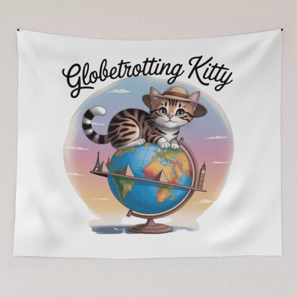 Item preview, Globetrotting Kitty | Whimsical Traveling Cat Adventure Design designed and sold by bannzy.