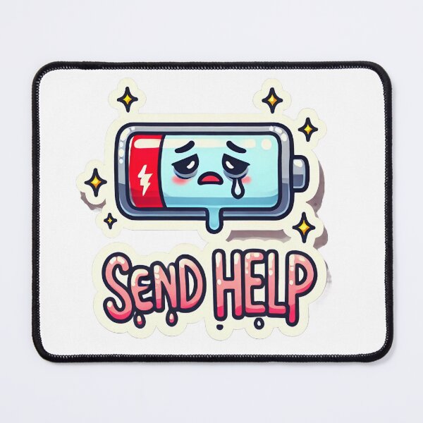Item preview, A Battery Icon at 1% with "Send Help" designed and sold by Priyanshu-kaii.