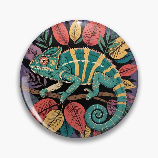 Item preview, Colorful Chameleon & Foliage Vibrant Nature Art designed and sold by BirdsnStuff.
