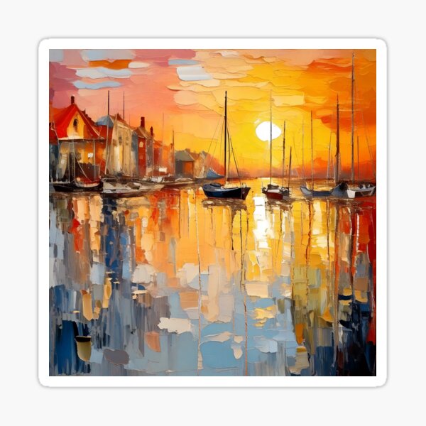 Item preview, Rimini. Boats in the golden light of the evening designed and sold by MariaWinterArt.