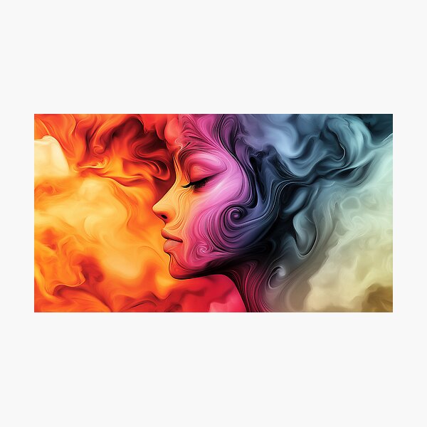 Item preview, Psychedelic Portrait of a Woman with Colorful Smoke #1 designed and sold by Turntable Needles & Threads.