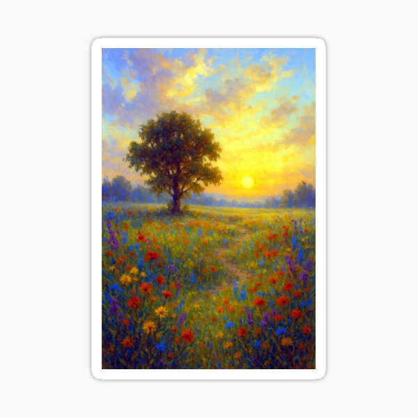 Item preview, Sunrise Over a Wildflower Meadow designed and sold by ChrisButler.