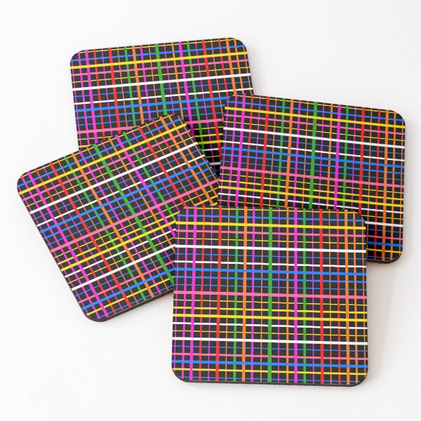Item preview, Colorful Line Plaid Check Design - Black  designed and sold by PatternTitan.