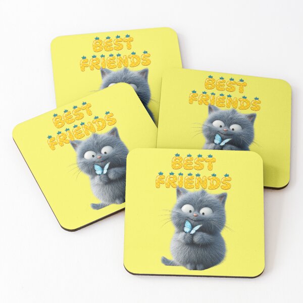 Item preview, cute cat with butterfly, best friends designed and sold by Mauswohn.