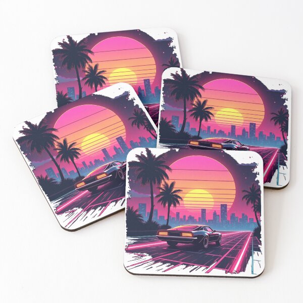 Item preview, Retro 80s Synthwave T-Shirt – Neon Sunset & Futuristic Car Design designed and sold by Madustoks.