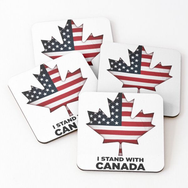 Item preview, I Stand with Canada – Maple Leaf & American Flag Design designed and sold by haitrieuic96.